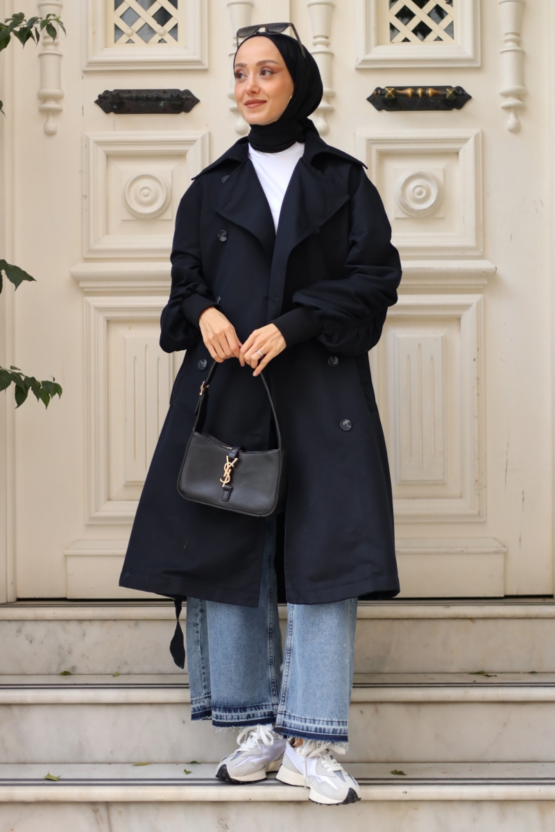 Norve Siyah Trençkot