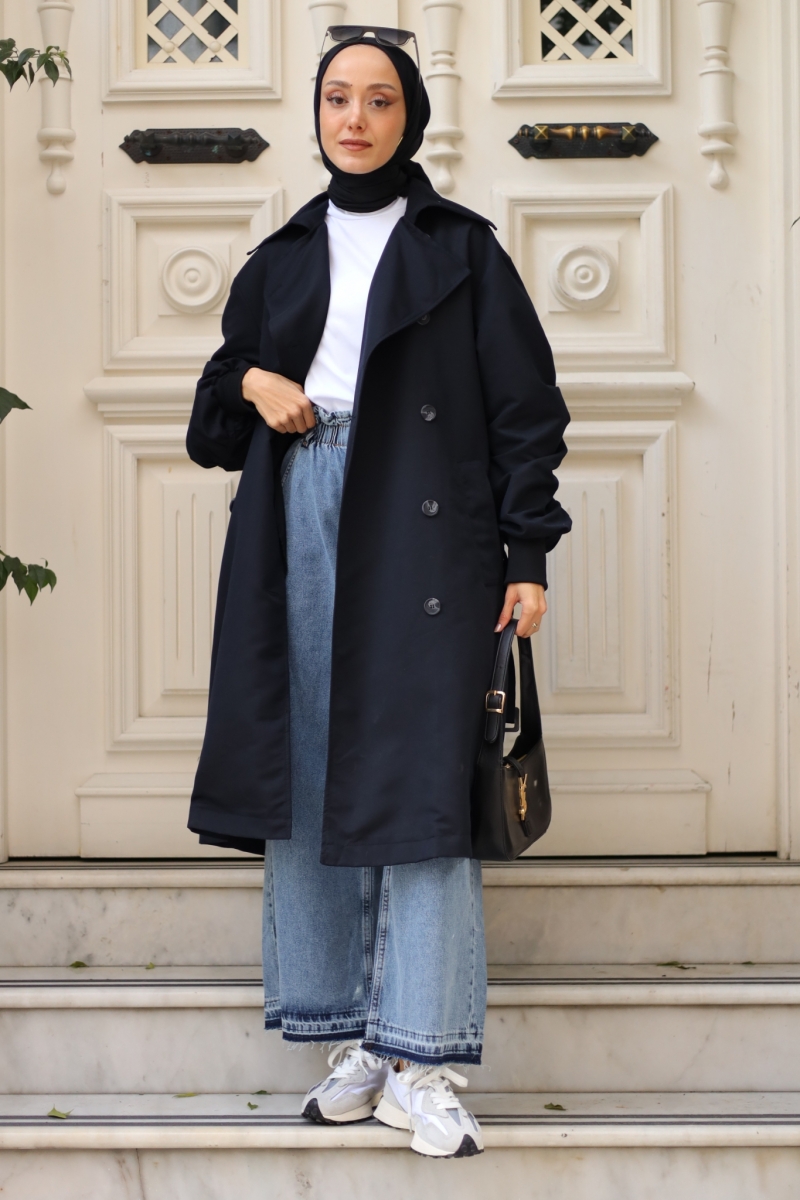 Norve Siyah Trençkot