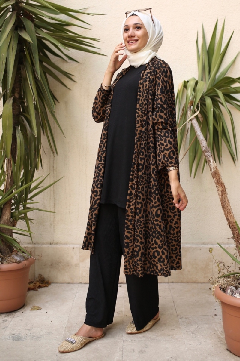 Okaliptüs Kahverengi Leopar Takım