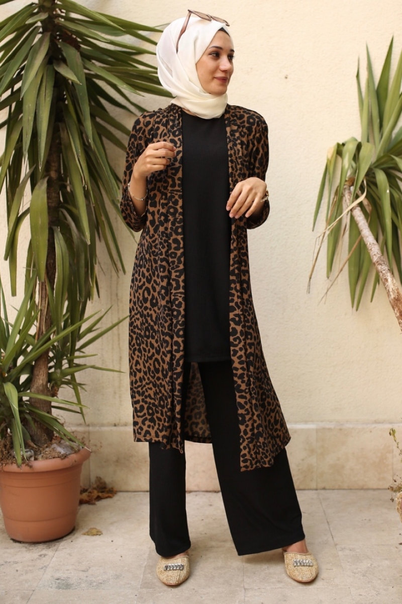 Okaliptüs Kahverengi Leopar Takım