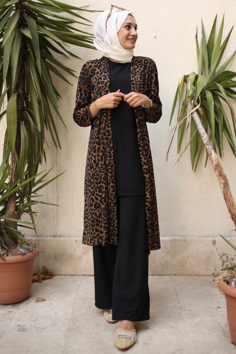 Okaliptüs Kahverengi Leopar Takım