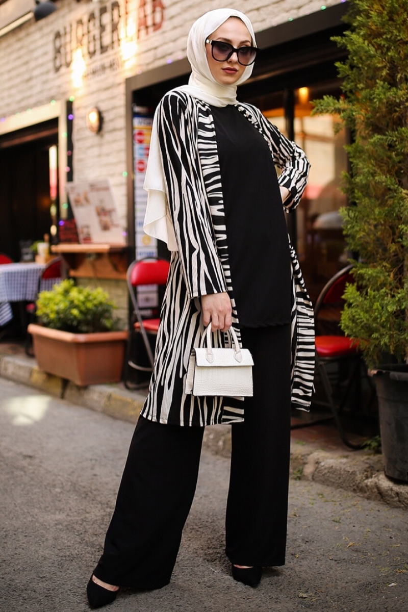 Okaliptüs Zebra Siyah Takım