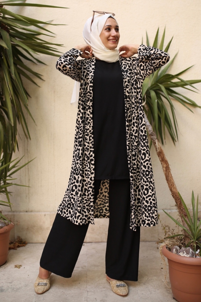 Okaliptüs Beyaz Leopar Üçlü Takım