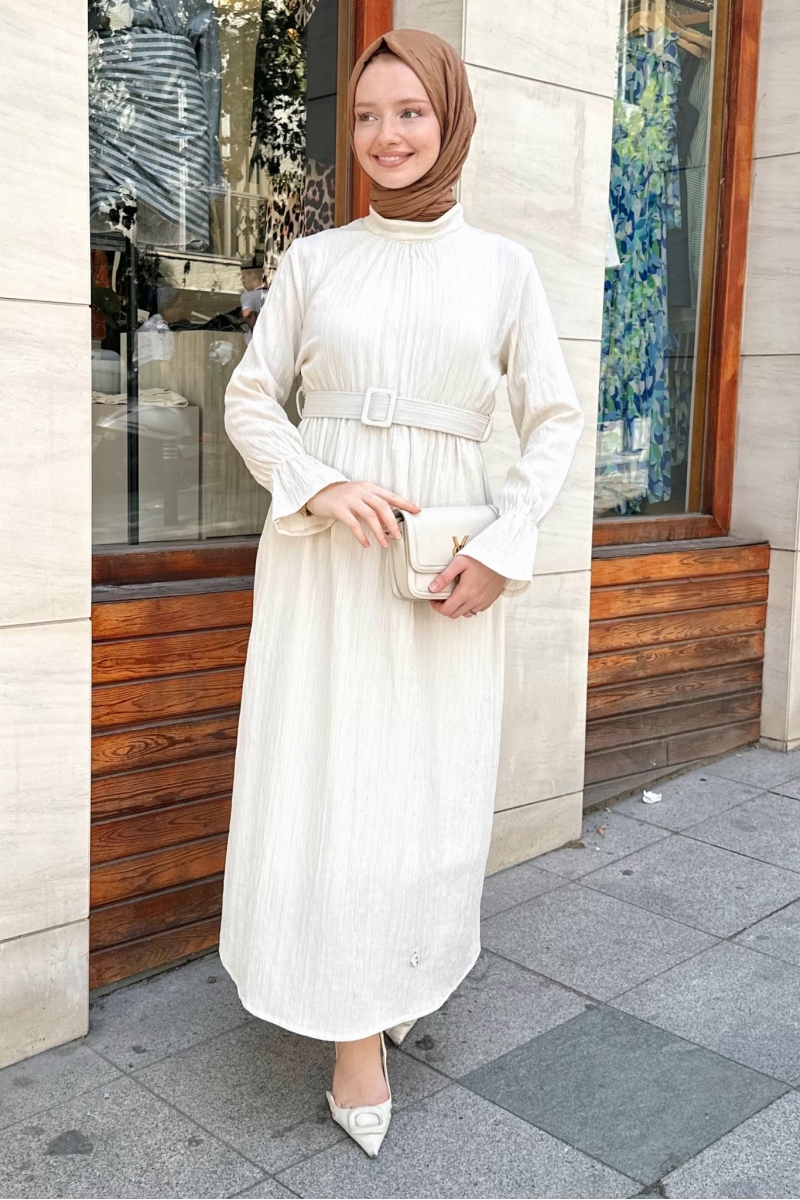 Ola Ekru Elbise