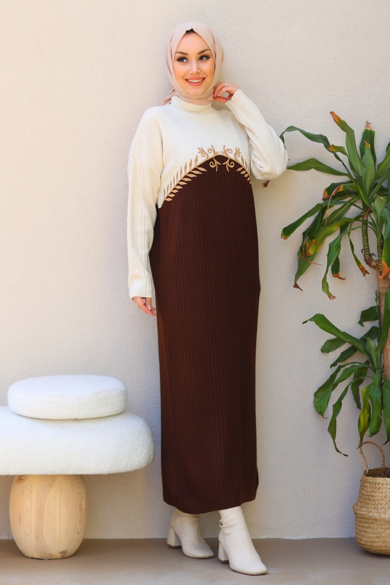 Olive Kahverengi Elbise