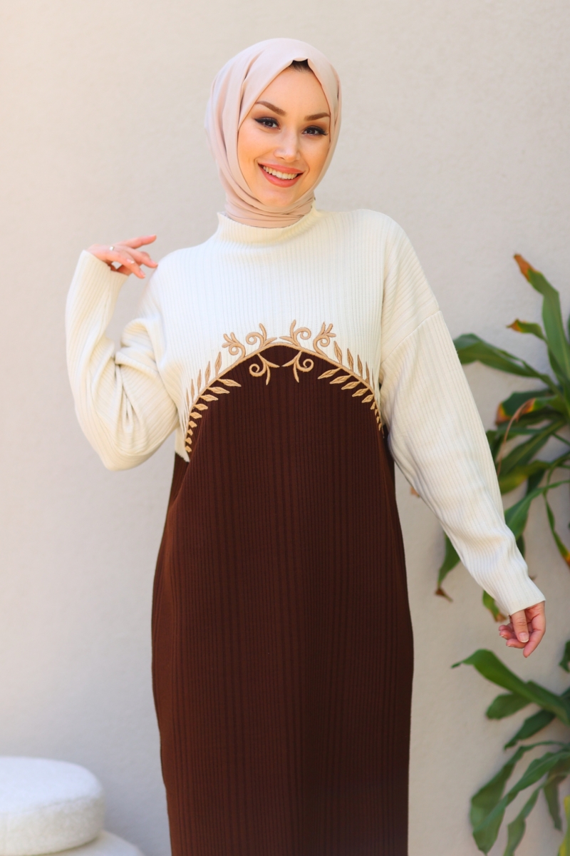 Olive Kahverengi Elbise