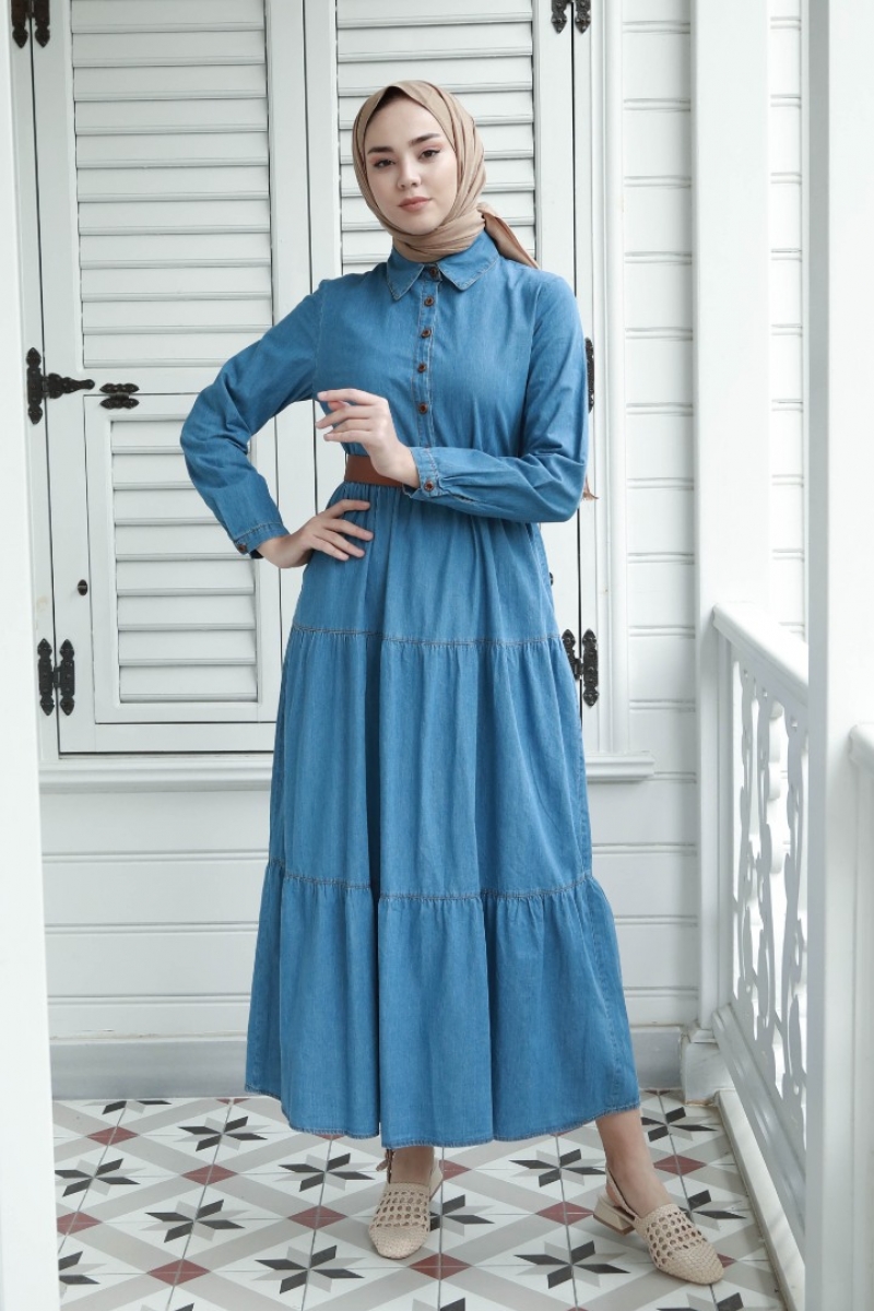 Orea Mavi Kot Elbise