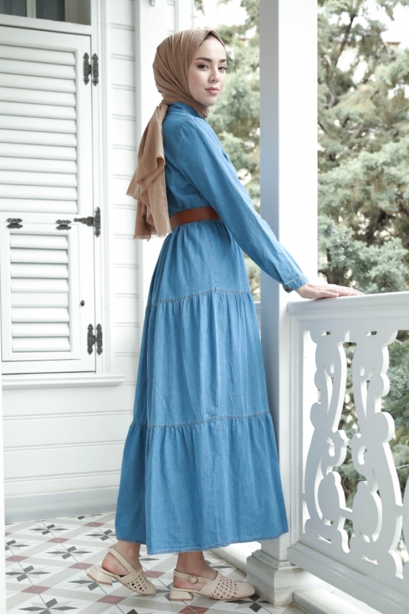 Orea Mavi Kot Elbise