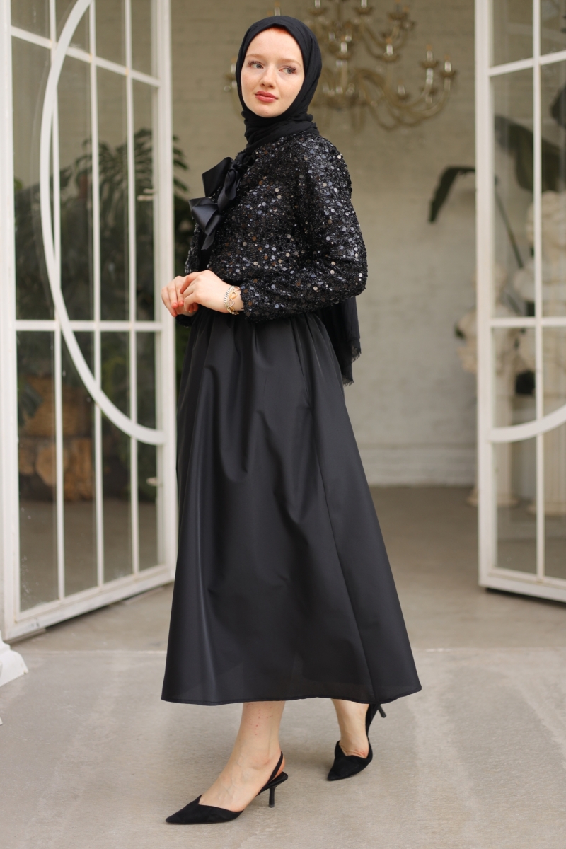 Oys Siyah Payetli Ceket