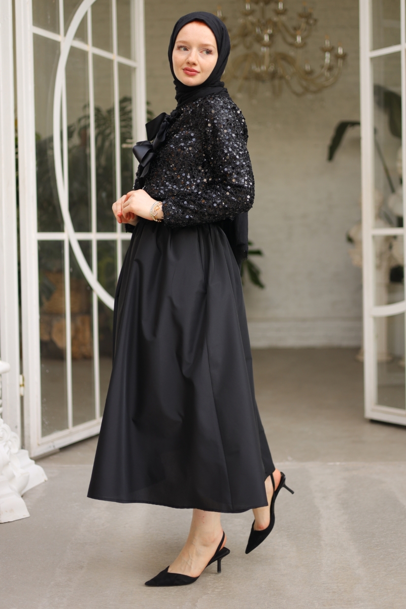 Oys Siyah Payetli Ceket