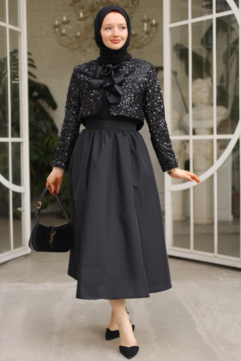 Oys Siyah Payetli Ceket