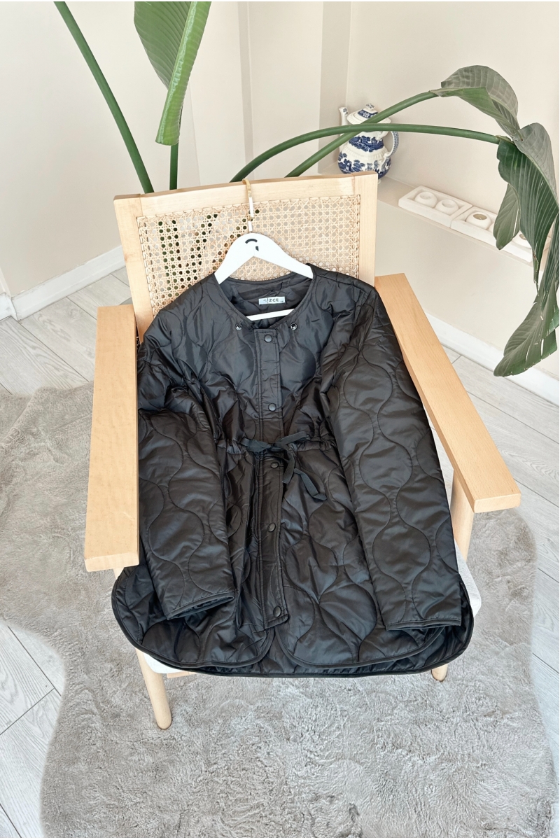 Palo Siyah Kapüşonlu Mont