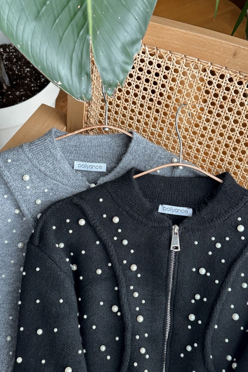 Pearl Siyah Triko Hırka