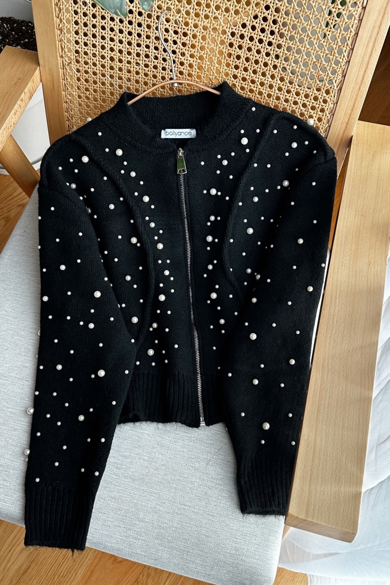 Pearl Siyah Triko Hırka