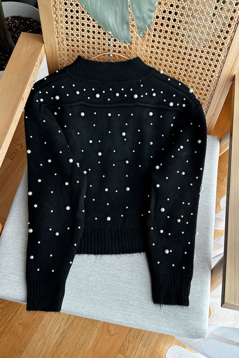 Pearl Siyah Triko Hırka