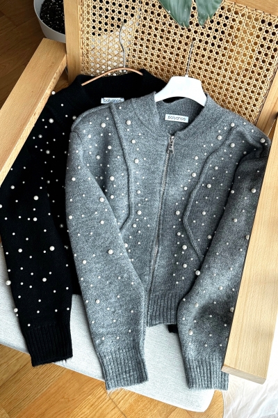 Pearl Gri Triko Hırka