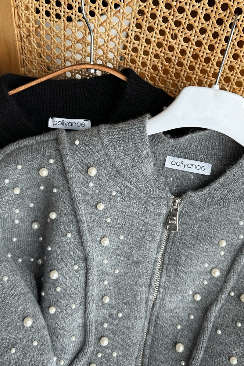 Pearl Gri Triko Hırka