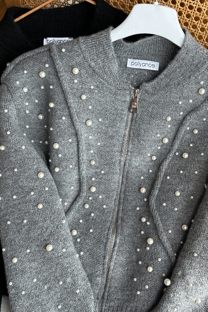 Pearl Gri Triko Hırka