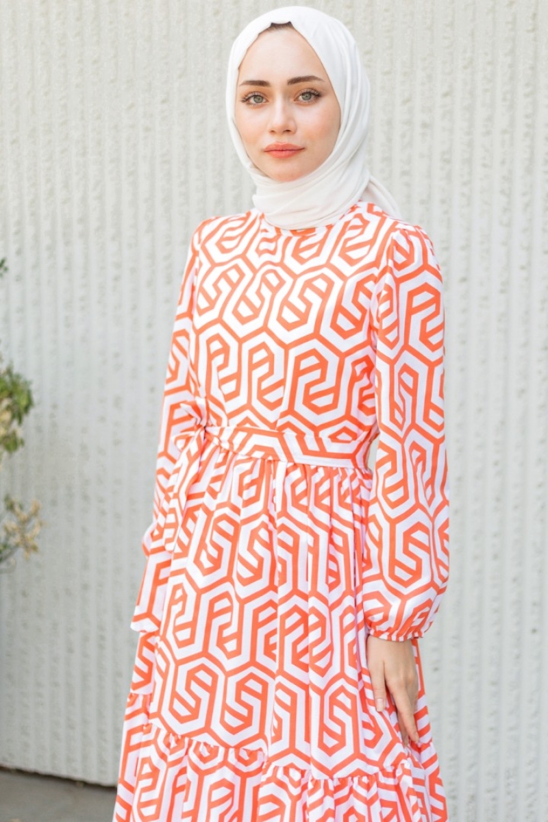 Perme Turuncu Elbise