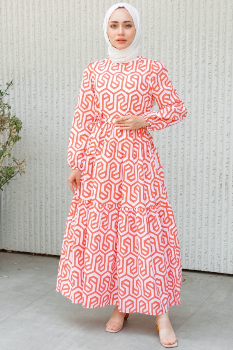 Perme Turuncu Elbise