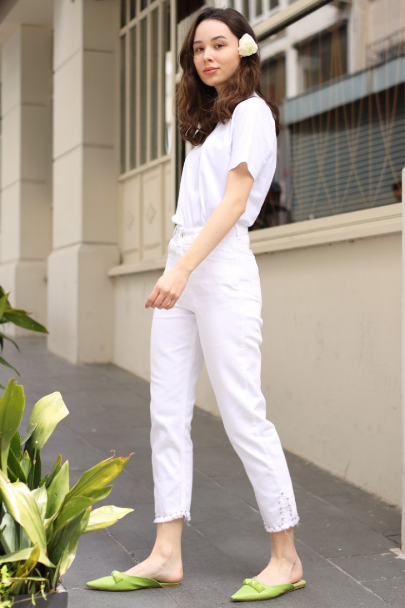 Persey Beyaz Pantolon