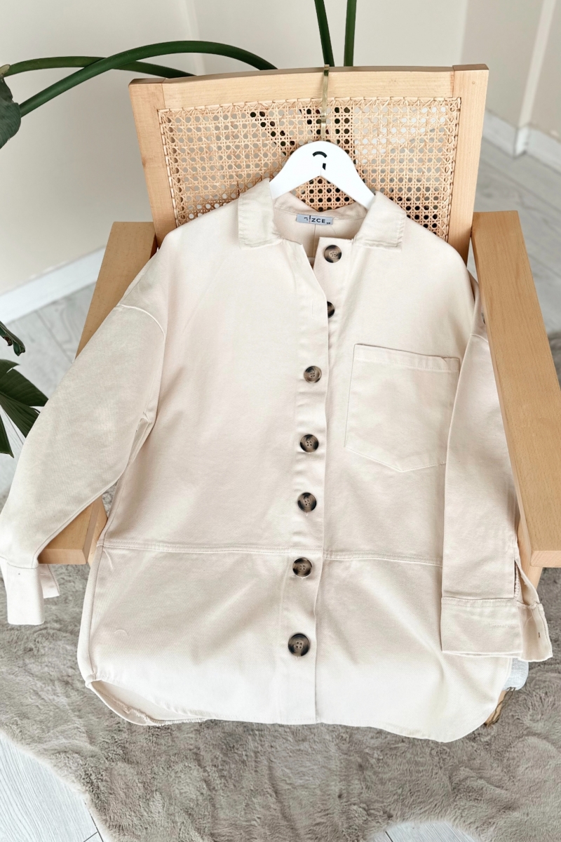 Peyda Ekru Gabardin Ceket