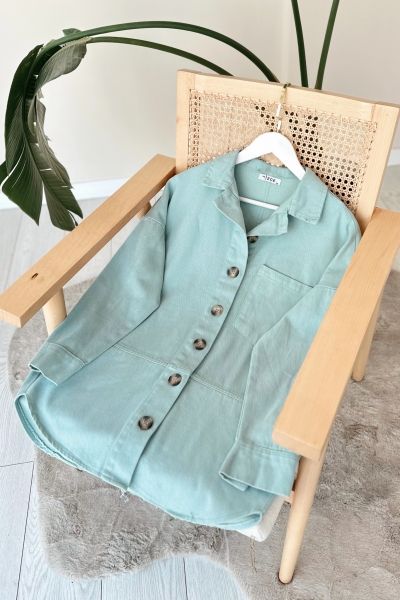 Peyda Turkuaz Gabardin Ceket