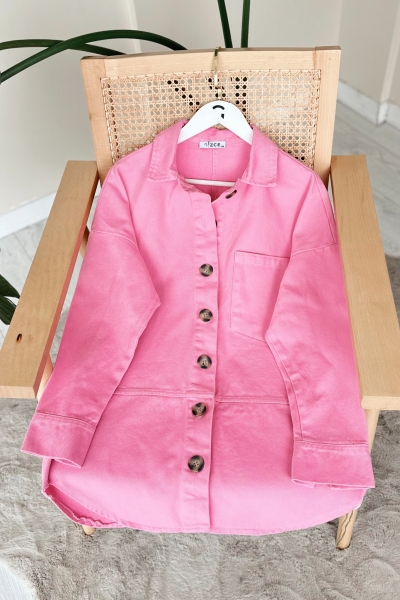 Peyda Pembe Gabardin Ceket