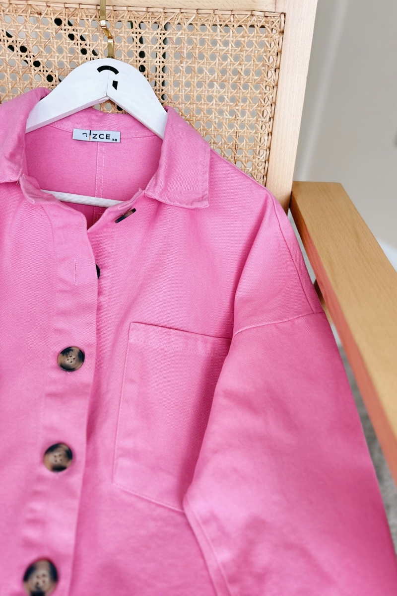 Peyda Pembe Gabardin Ceket