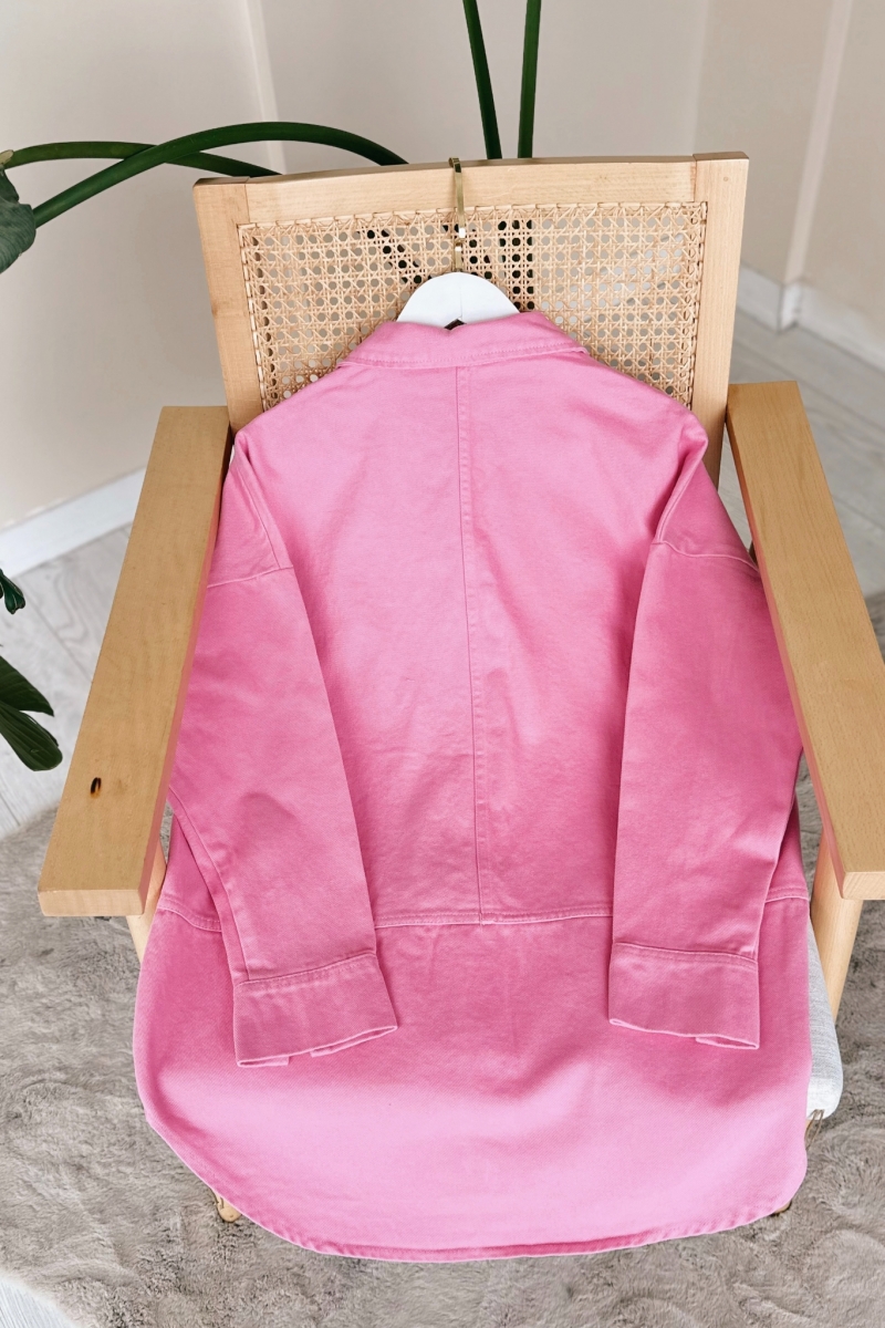 Peyda Pembe Gabardin Ceket