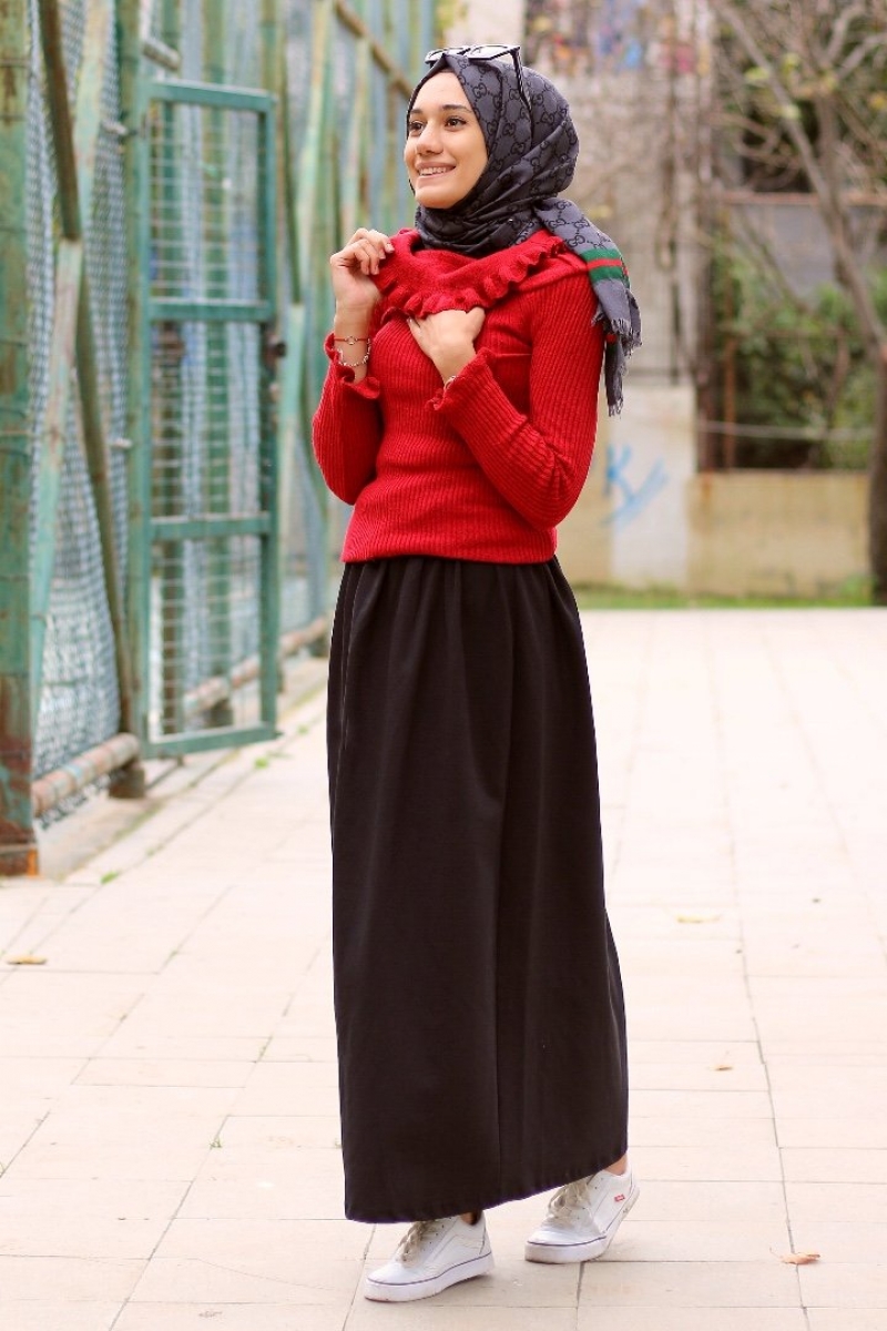 Prenses Siyah Etek Kazak Kombin