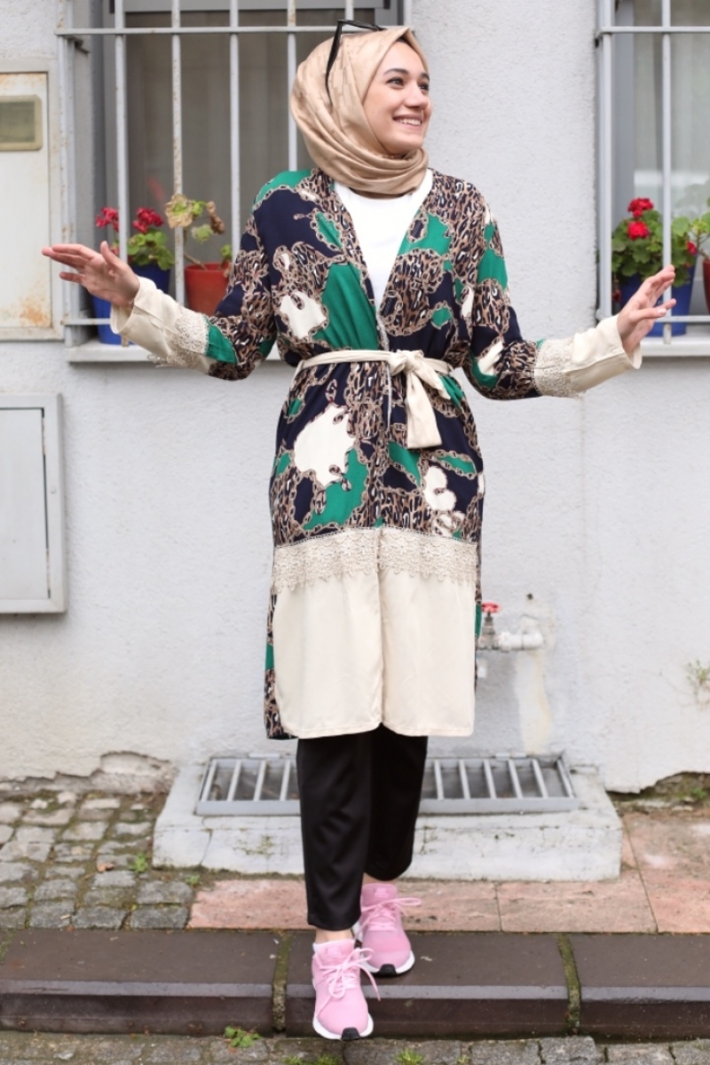 Rapsodi Krem Mozaik Kimono