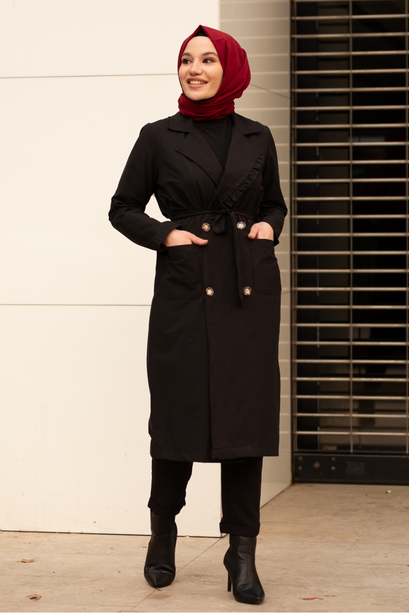 Robin Siyah Trençkot