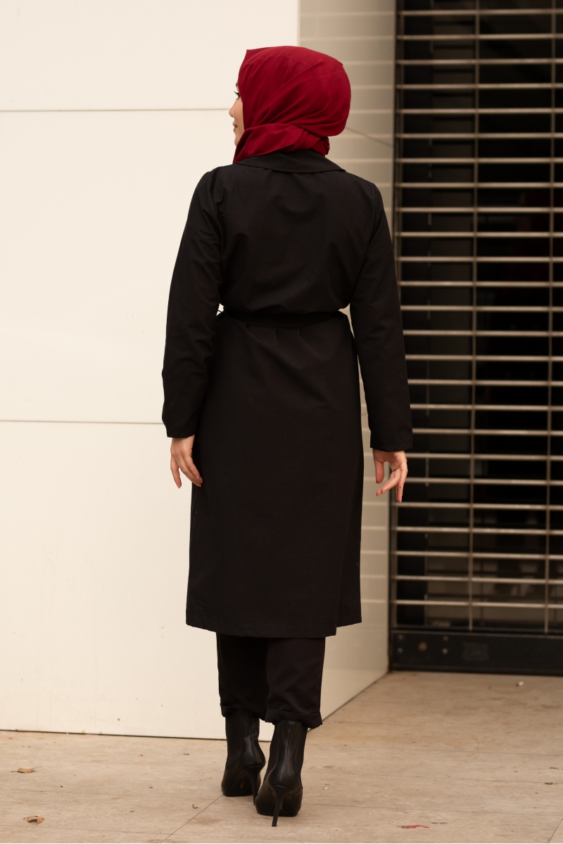 Robin Siyah Trençkot