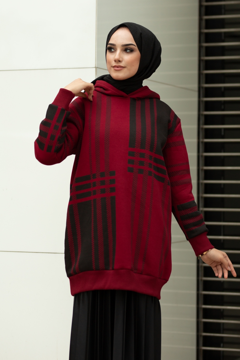 Roland Şeritli Bordo Sweat