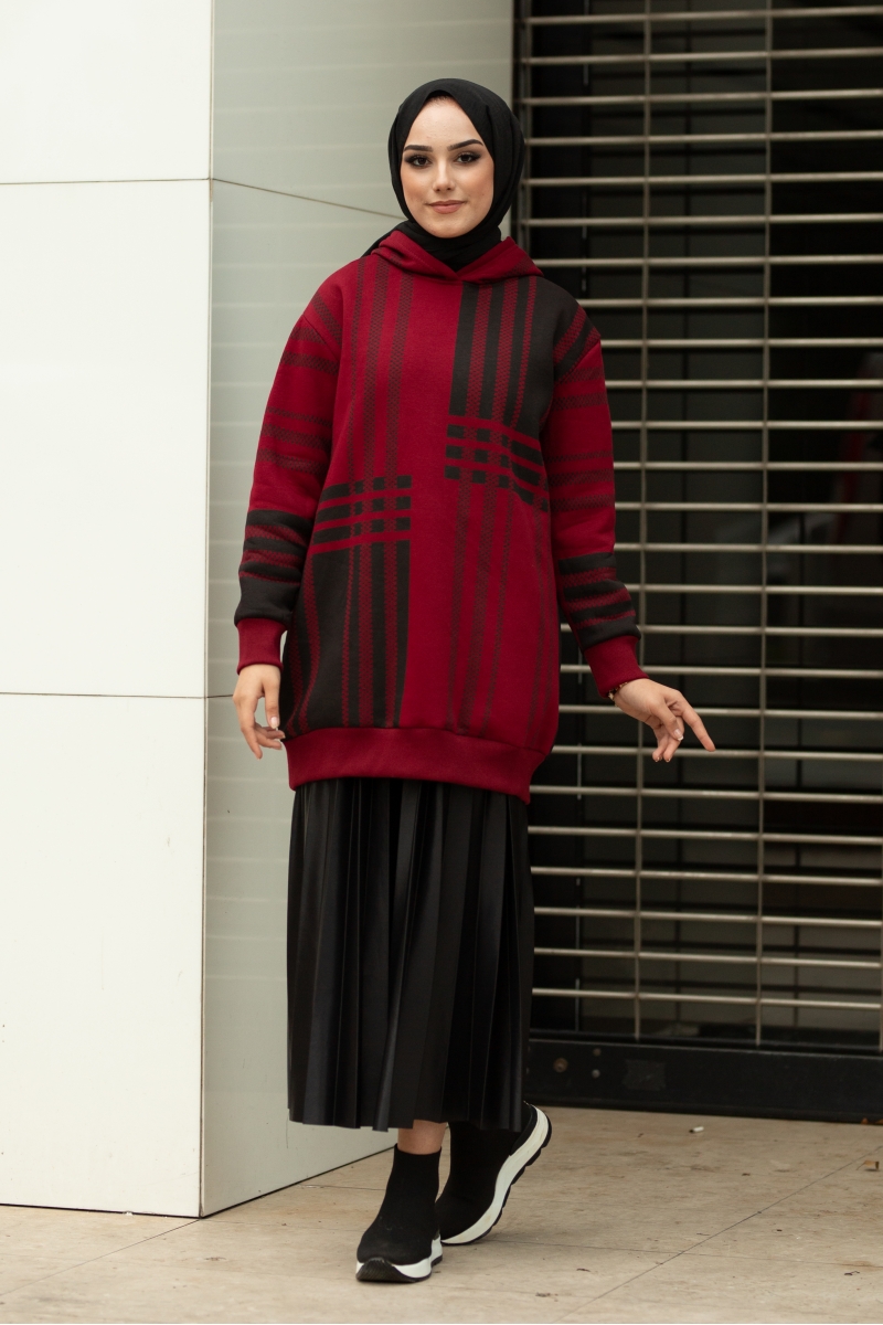 Roland Şeritli Bordo Sweat