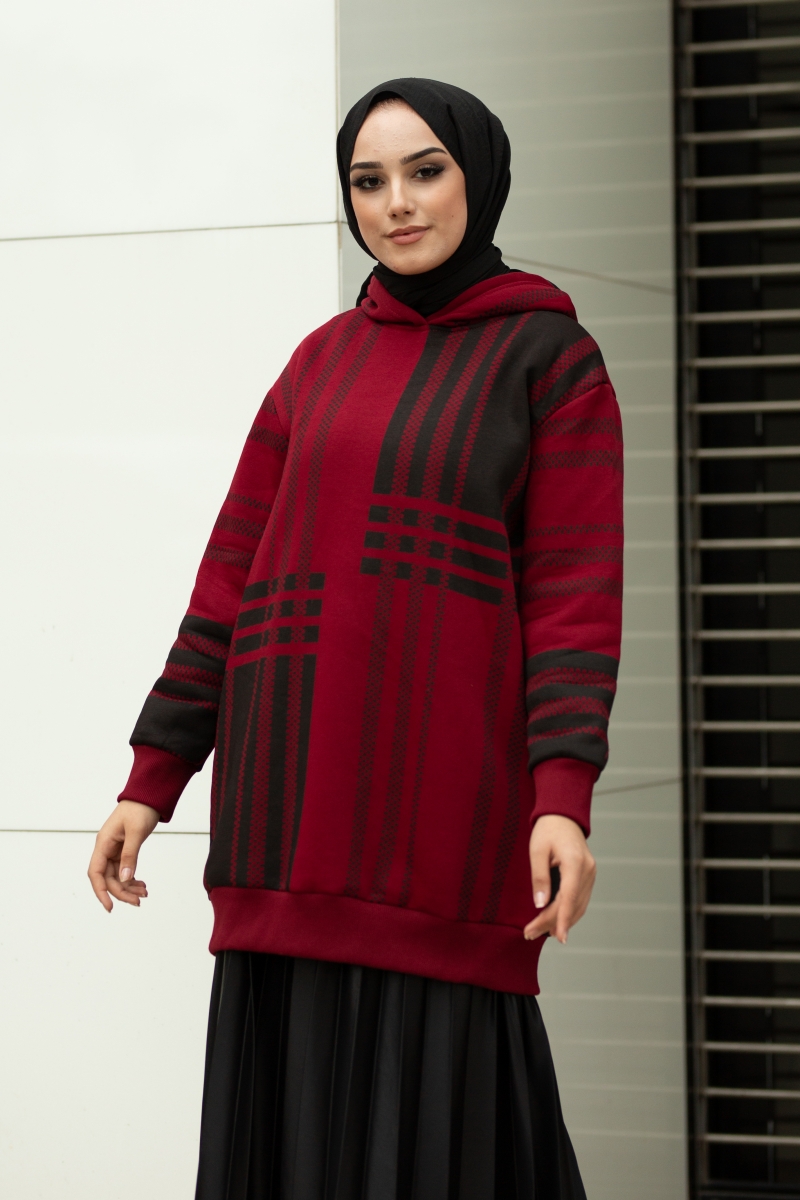 Roland Şeritli Bordo Sweat