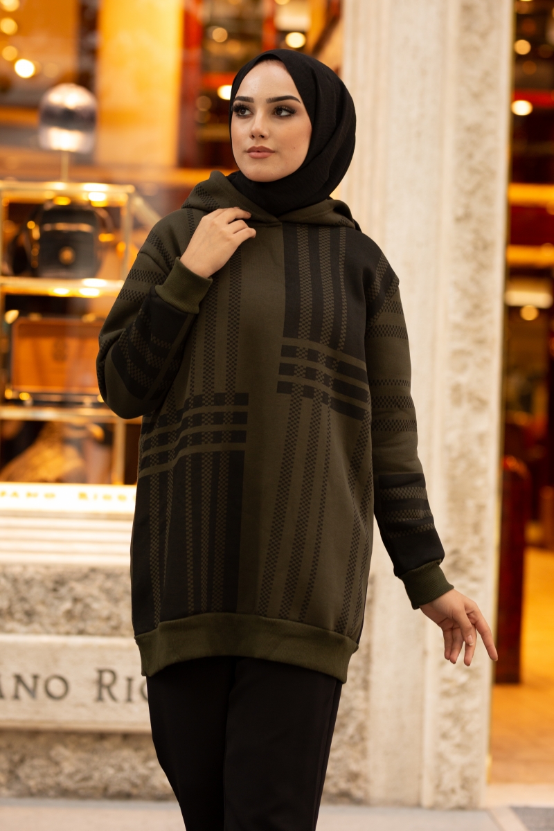 Roland Şeritli Haki Sweat