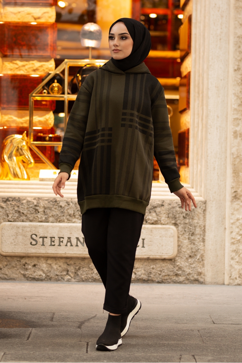 Roland Şeritli Haki Sweat