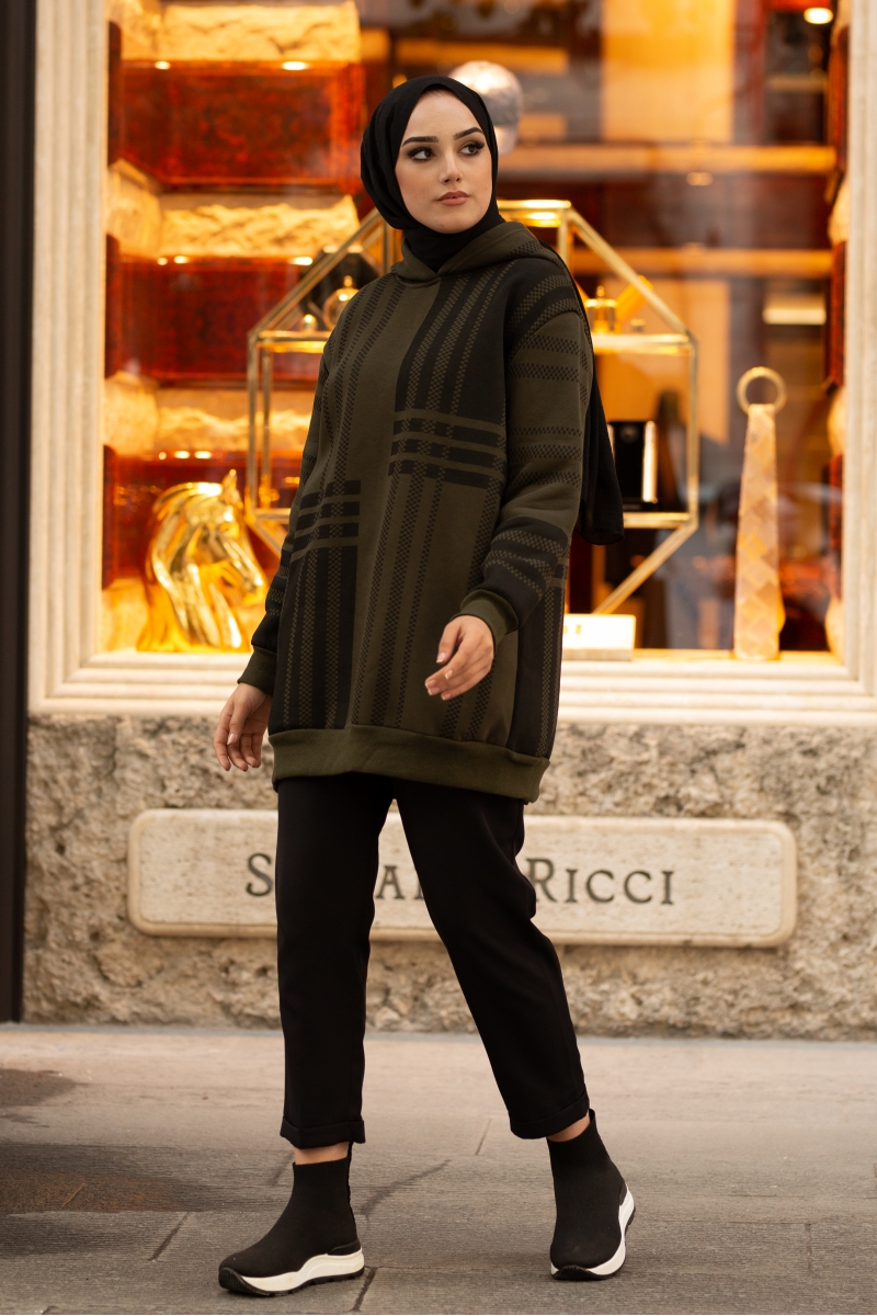 Roland Şeritli Haki Sweat