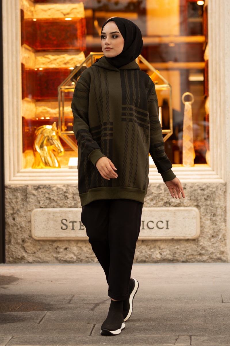 Roland Şeritli Haki Sweat