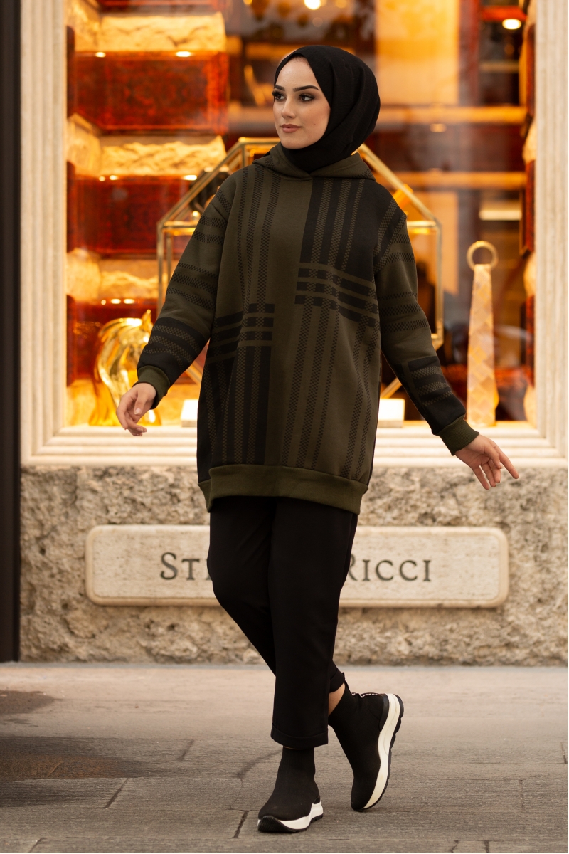 Roland Şeritli Haki Sweat