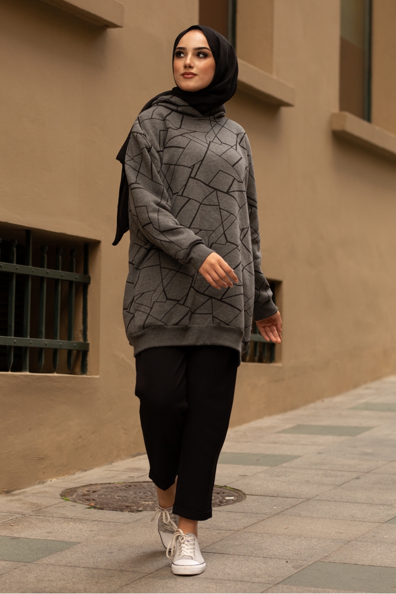 Roland Çizgili Füme Sweat