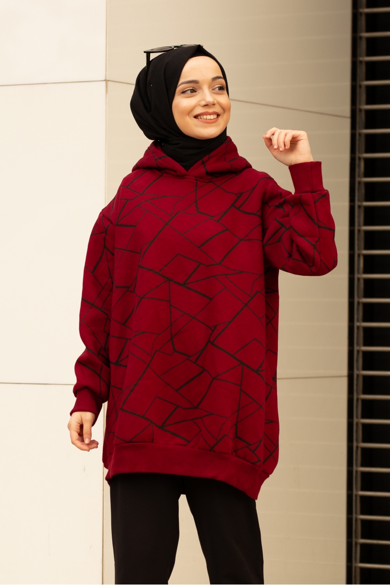 Roland Çizgili Bordo Sweat