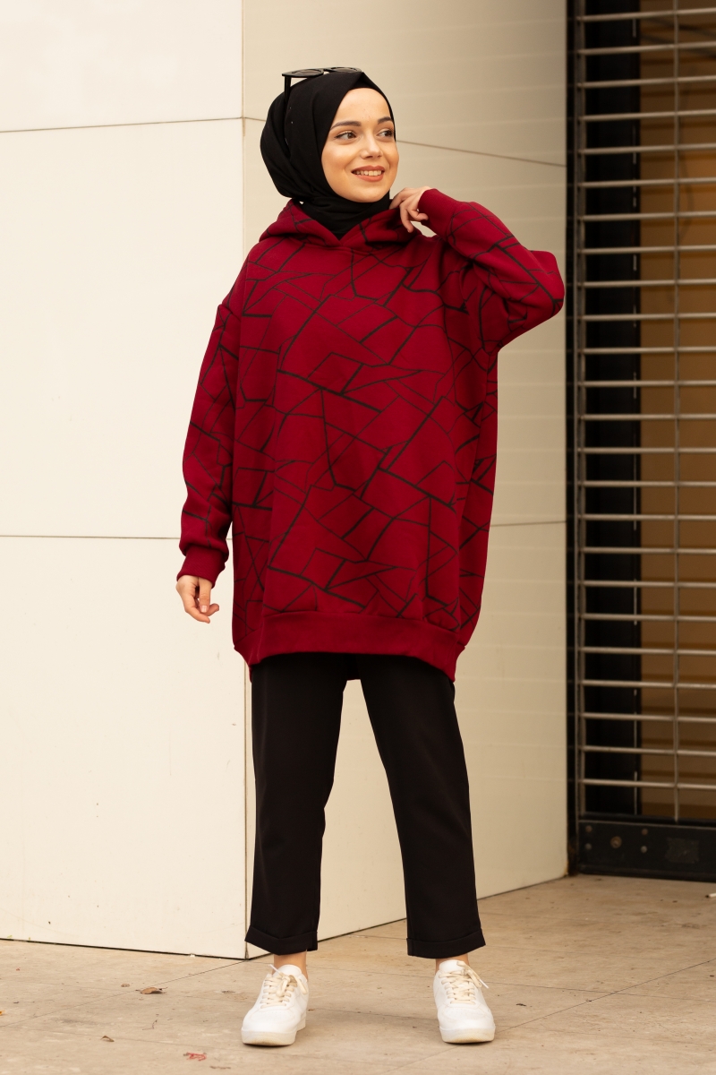 Roland Çizgili Bordo Sweat