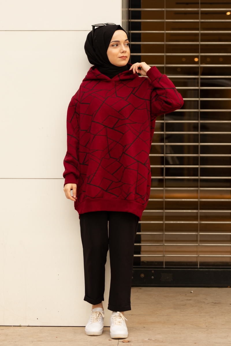 Roland Çizgili Bordo Sweat