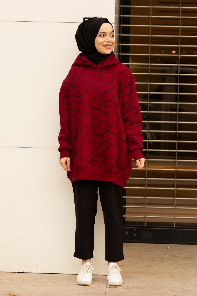 Roland Çizgili Bordo Sweat