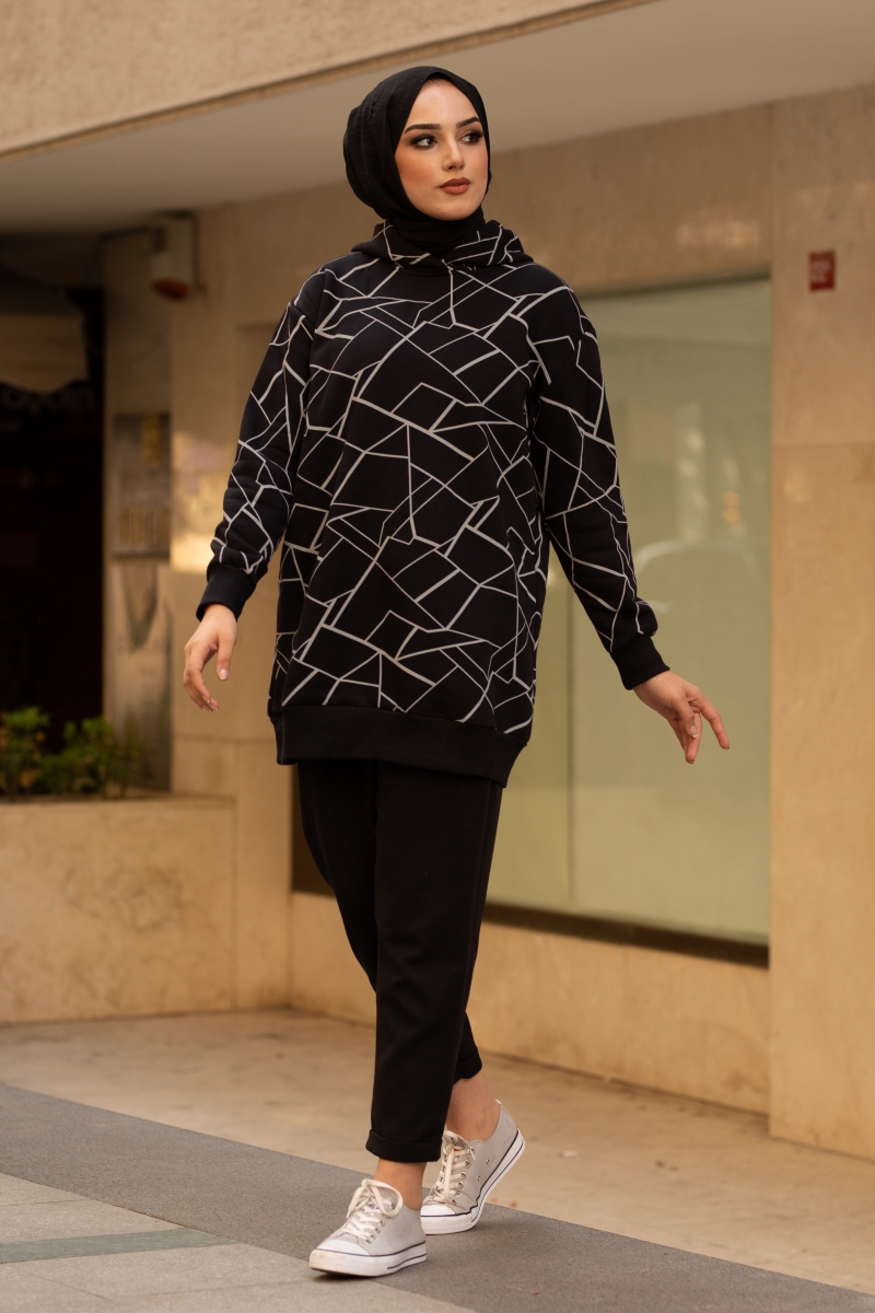 Roland Çizgili Siyah Sweat