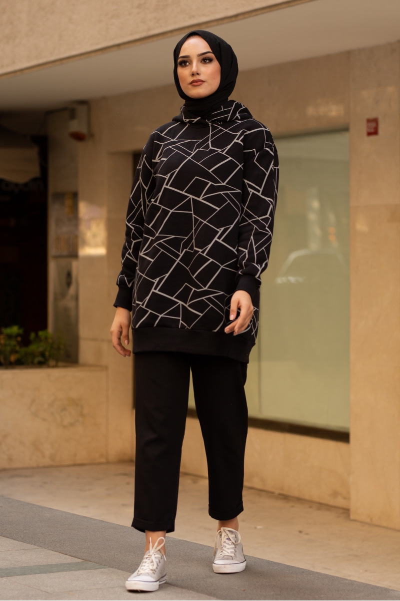 Roland Çizgili Siyah Sweat