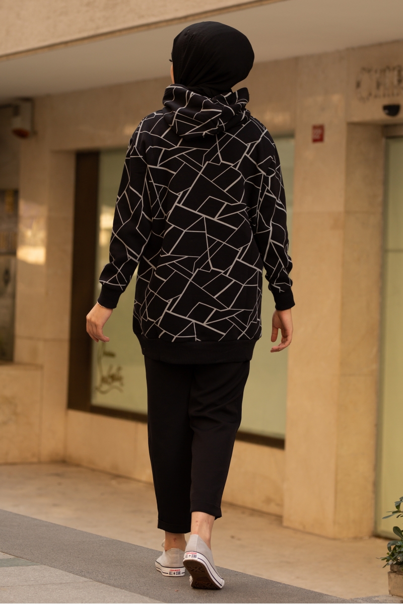 Roland Çizgili Siyah Sweat